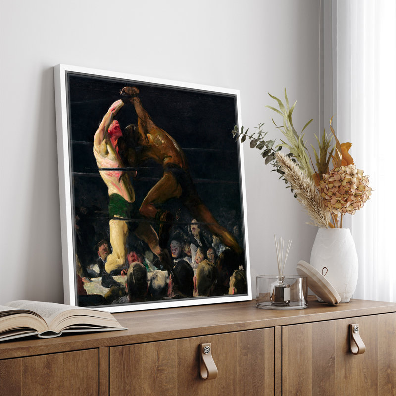 Intense Prizefight Scene Artwork, Classic Boxing Competition Pictures, Framed Canvas Giclee Print Wall Art