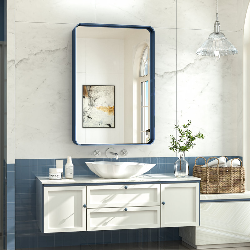 Miroir d'appoint Tyro, 36 po x 24 po, Bleu, Rectangulaire