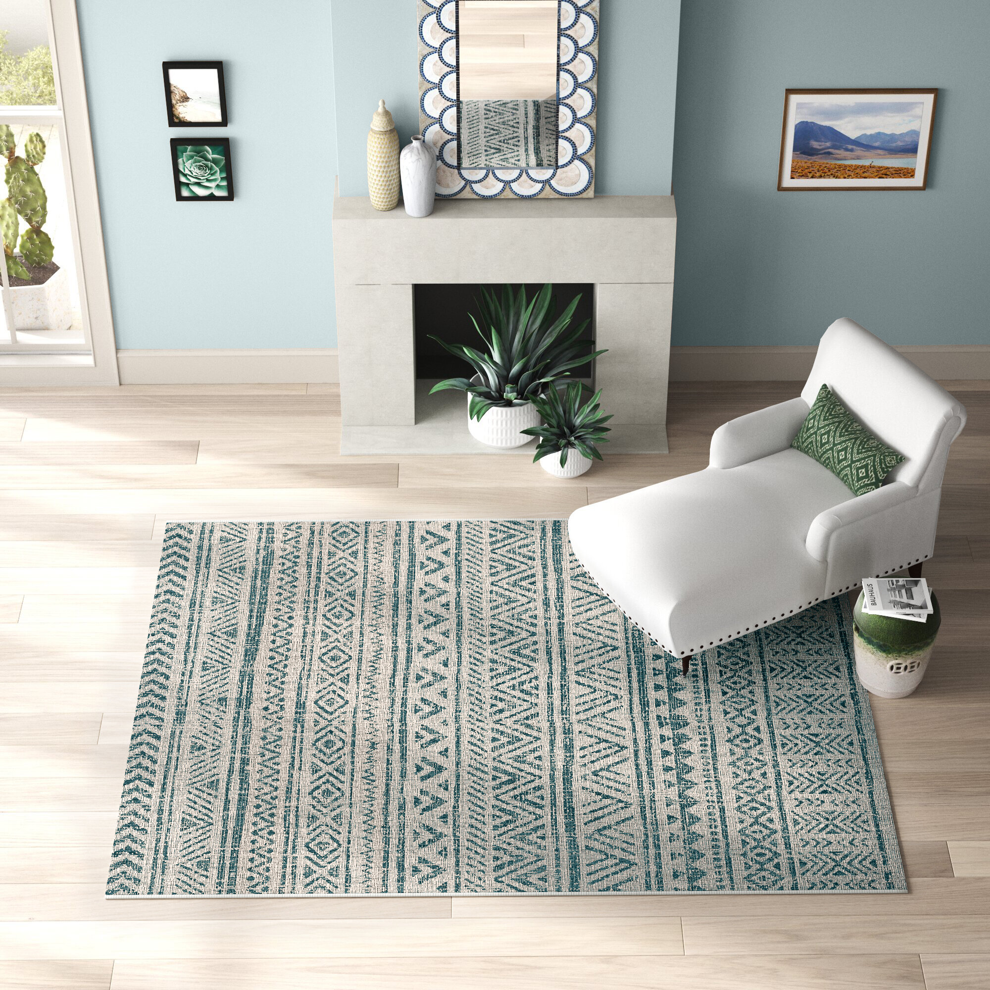 Unique Loom St. Florence Voyage Area Rug - 3' 3 x 5' 3 (Light Green)