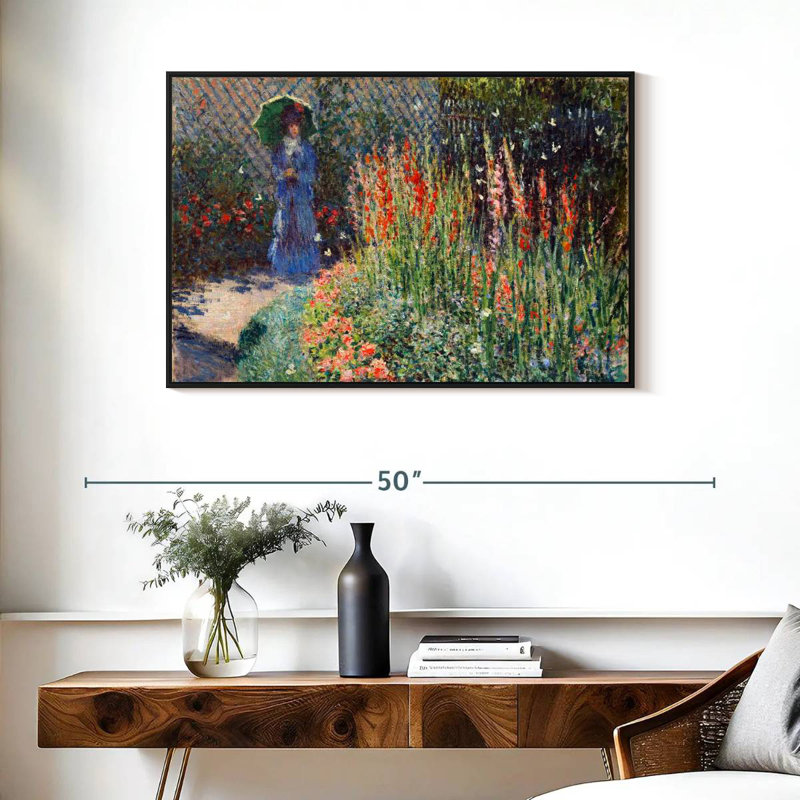 Lit à fleurs arrondi 1876, Cadre flottant noir, 37 po x 25 po