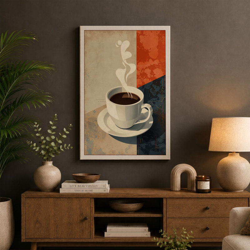 Coffee Figure Rising Mid-Century - Wrapped Canvas, 36x24 - 91.4 x 61.0 cm, White Border