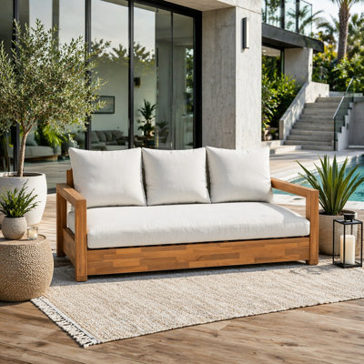 Patio Acacia Wood 3-seater Sofa