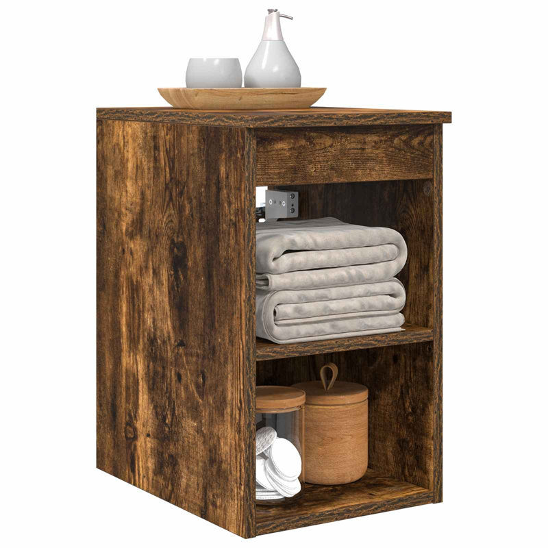 Bathroom Cabinet, 50cm H x 30cm W x 41cm D, Smoked Oak
