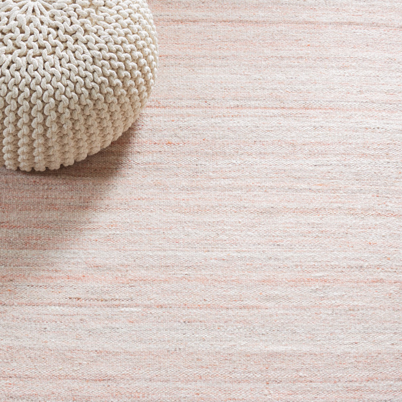 Angenique Flat Weave Wool/Cotton Rug in Light Pink, Rectangle 5' x 8'