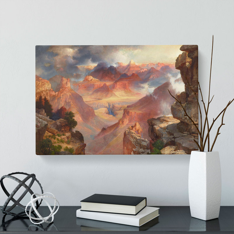 Rocky Landscape by Thomas Moran - Wrapped Canvas Painting, 35cm H x 50cm W x 3cm D