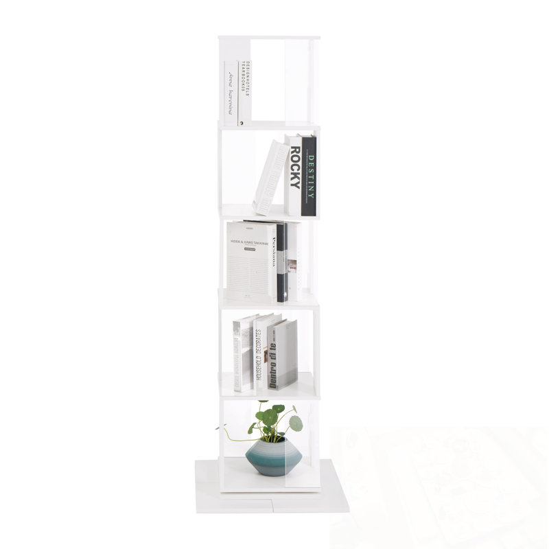 Bibliothèque rotative à 5 niveaux avec base robuste, Blanc