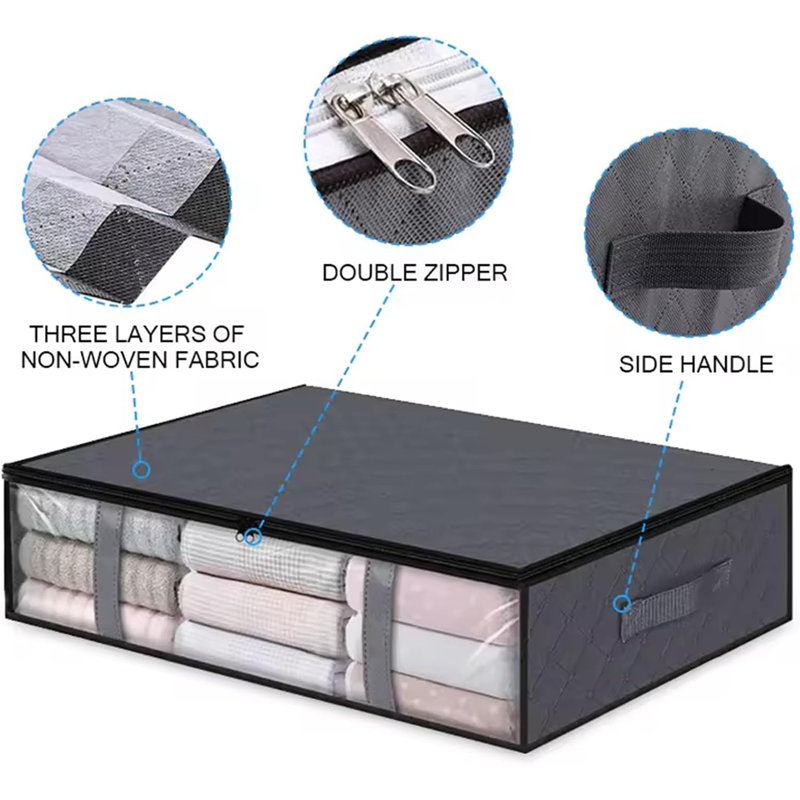 Foldable Storage Bags With Lids | 40.5L & 90L | Breathable Fabric | Reinforced Handles | Clear Window