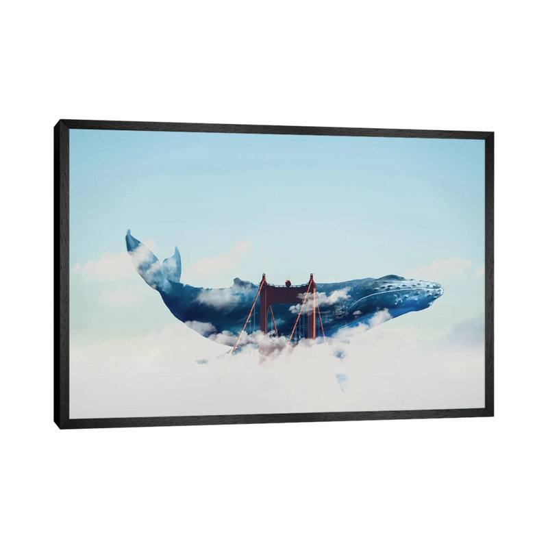 Whale Watching in San Fran 1 Piece Wall Art on Canvas, 101.6 cm H x 66.04 cm W, Black Framed