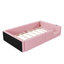 Lit simple rembourré rose avec garde-corps et charge - confortable pour la lecture dans le lit, garde-corps doux de taille plateforme, assemblage facile