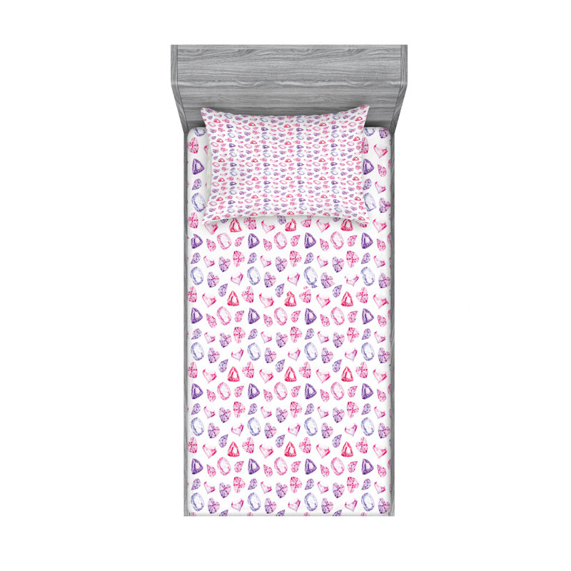 Microfiber Geometric Sheet Set, Twin Sheet Set with Fitted Sheet