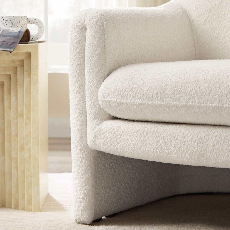 Sephine 31.2" Upholstered Nordic-style Accent Chair, White Boucle