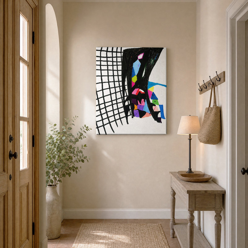 Art mural sur toile noire, H 14 po x l 11 po, Toile tendue avec châssis