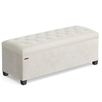 Velvet Storage Ottoman Bench Foot Rest with Legs by Everly Quinn