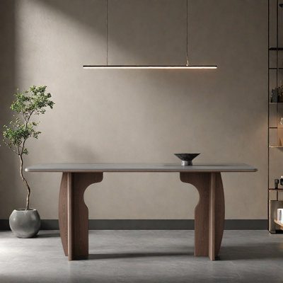 Modern simple grey rock slab dining table