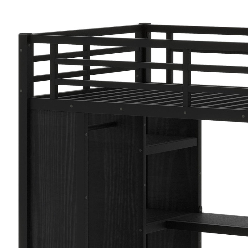 Système de lit mezzanine tout-en-un avec garde-robe, bureau et solutions de rangement intelligentes
