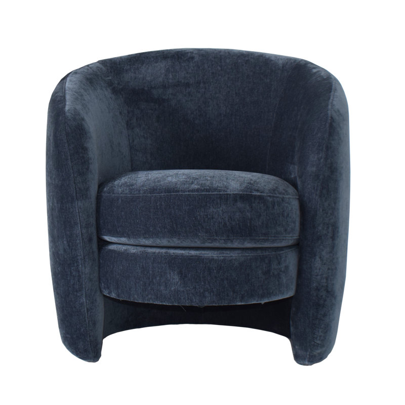 Enveloping Barrel Armchair, Blue 100% Linen