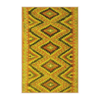 Tapis contemporain 842 jaune lavable à la machine