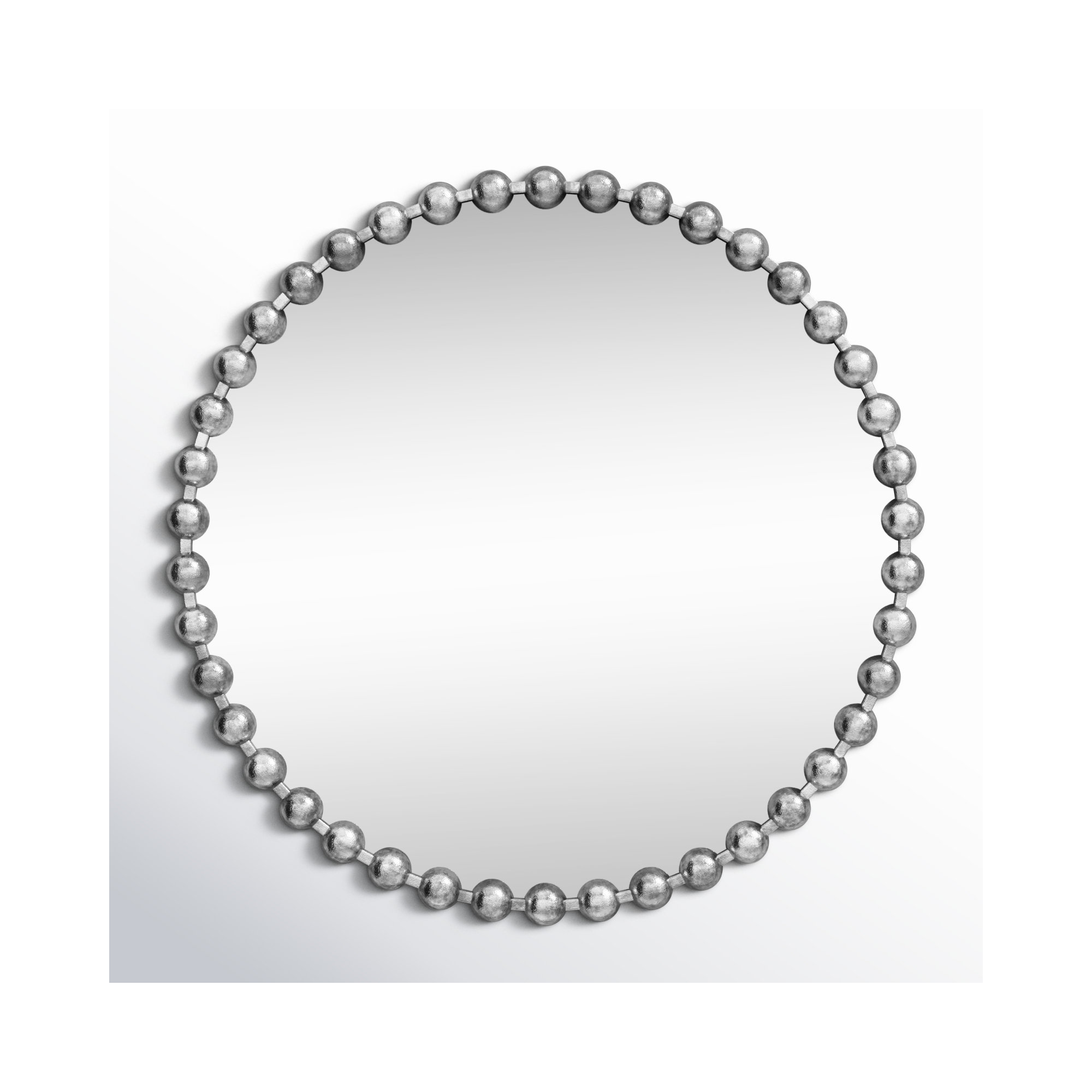 Marlowe Beaded Round Metal Wall Mirror, 36" x 36", Silver