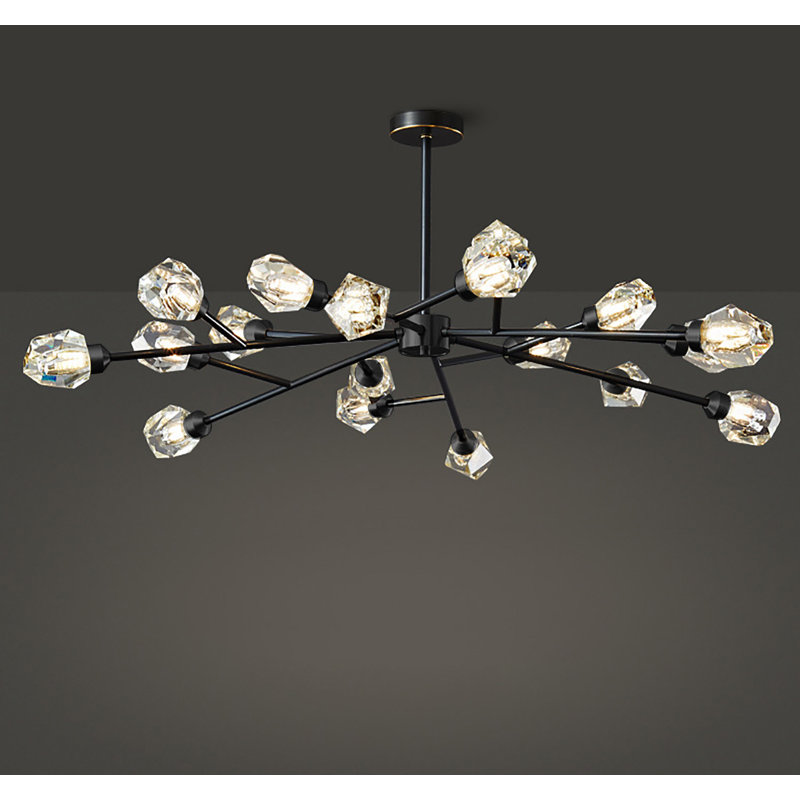 15 - Light Crystal Dimmable LED Sputnik Modern Linear Chandelier