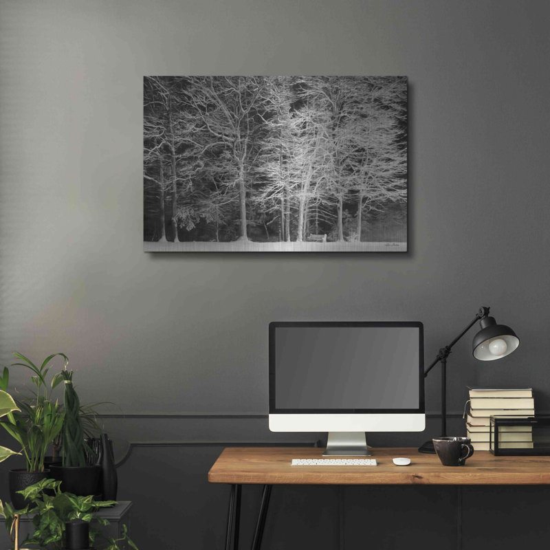 «Snowy Trees» par Lori Deiter, métal «Snowy Trees» par Lori Deiter, H 24 po x l 36 po