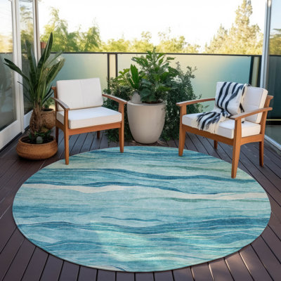 Tapis bleu sarcelle lavable intérieur / extérieur Prestina - LOOMlan