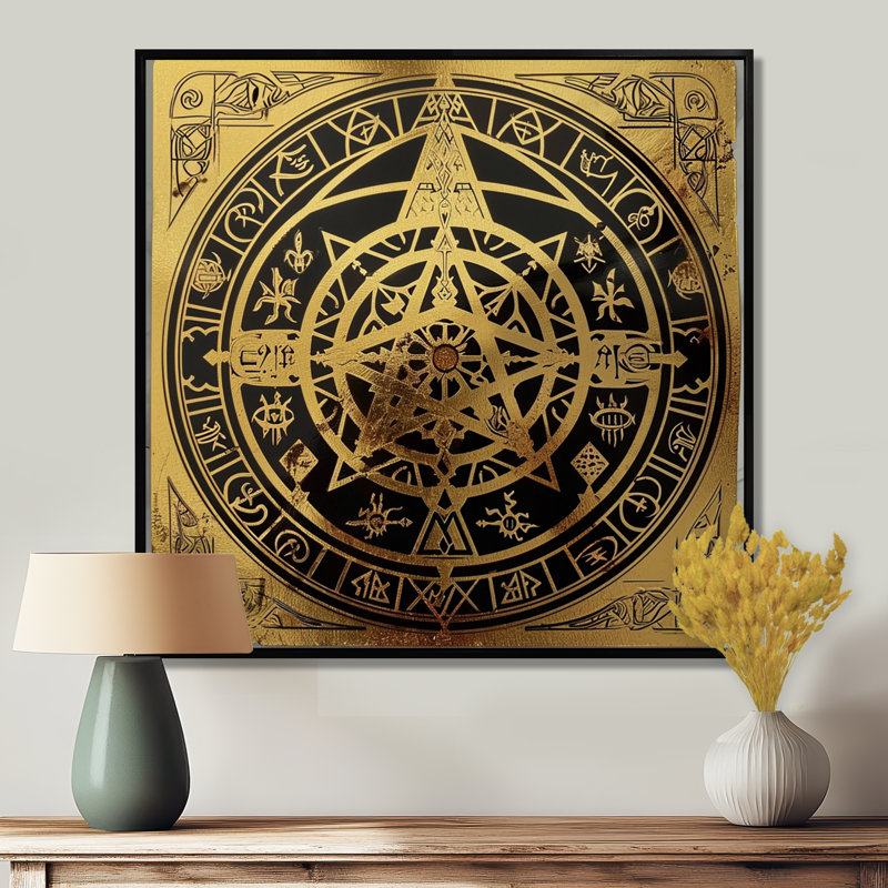 Magicien, phoque alchimie, art mural Mandala, H 16 po x l 16 po x P 1 po, Cadre flottant noir