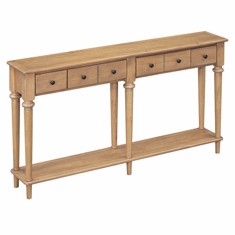 Entryway Table with 4 Drawers, Old Pine