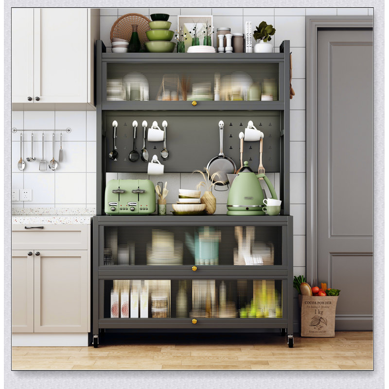 Heavy-Duty Metal Storage Shelves with Lockable Doors and Smooth-Rolling Wheels, Perfect for Organized and Efficient Storage Solutions.