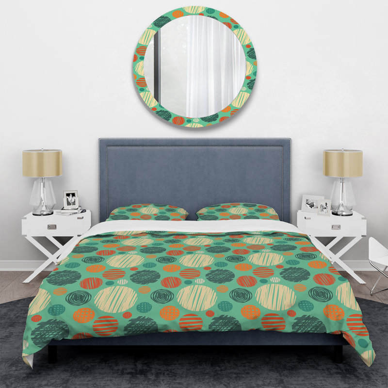 Ensemble de housse de couette en microfibre vert / brun 2 pièces, Housse de couette double / grand + 2 taies décora