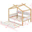 Lit double en bois Molik avec lit gigogne simple et 4 tablettes