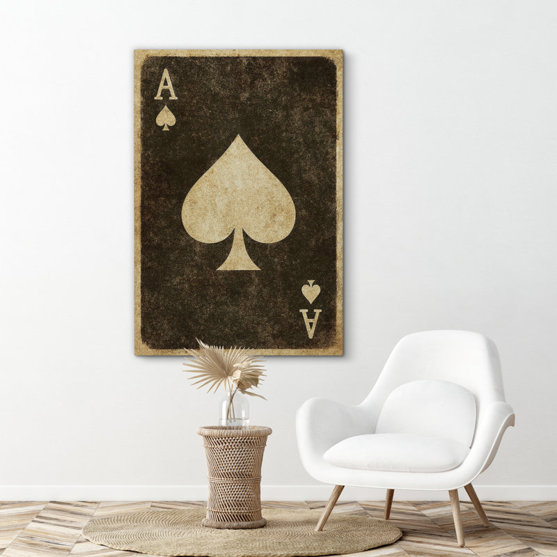 «Vintage Ace of Spades Reproduction de cartes», reproduction d'art sur toile encadrée, H 48 po x l 32 po x P 1,5 po