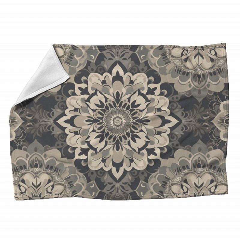 Couverture polaire à carreaux, Jeté, Floral, Gris