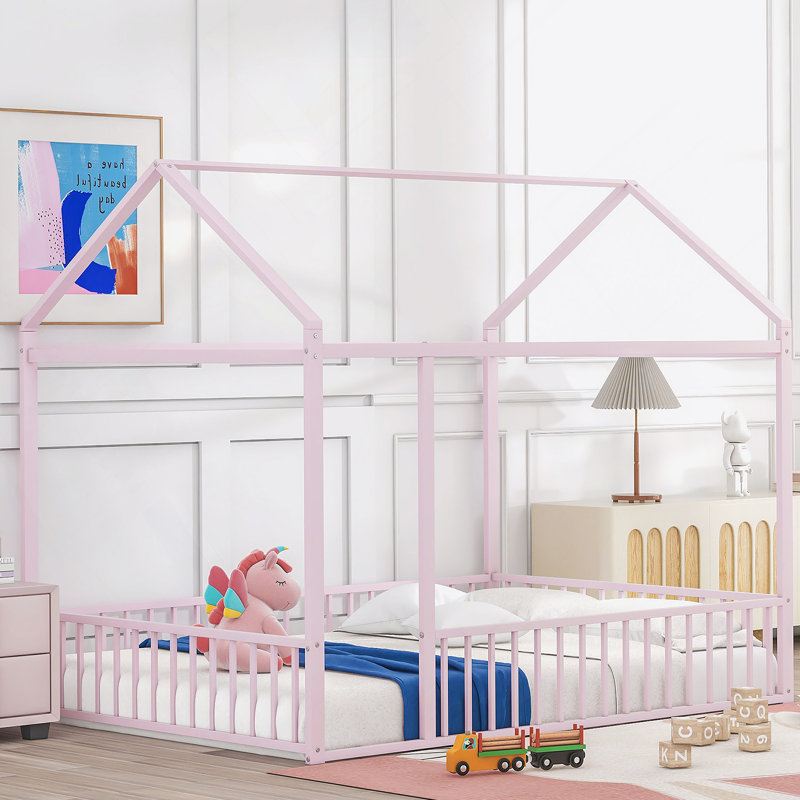 Structure de lit en métal avec clôture, idéale pour les enfants, les adolescents, les filles et les garçons pour profiter d'un espace de sommeil et de jeu sécuritaire et amusant