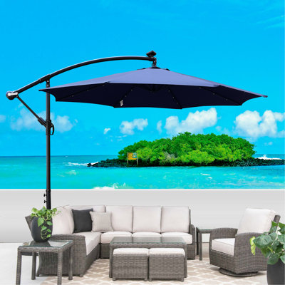 Parasol de terrasse à éclairage solaire à DEL 10 pi avec parasol et manivelle 10 pi avec parasol et manivelle pour terrasse de jardin