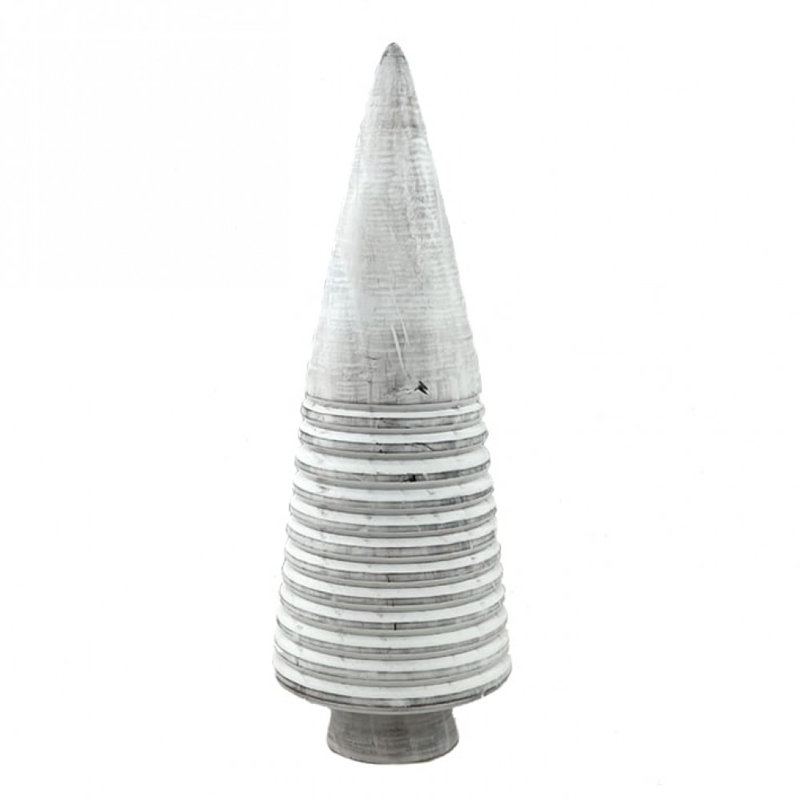Figurine rayée en bois blanc délavé, H 10 po x l 3,5 po x P 3,5 po
