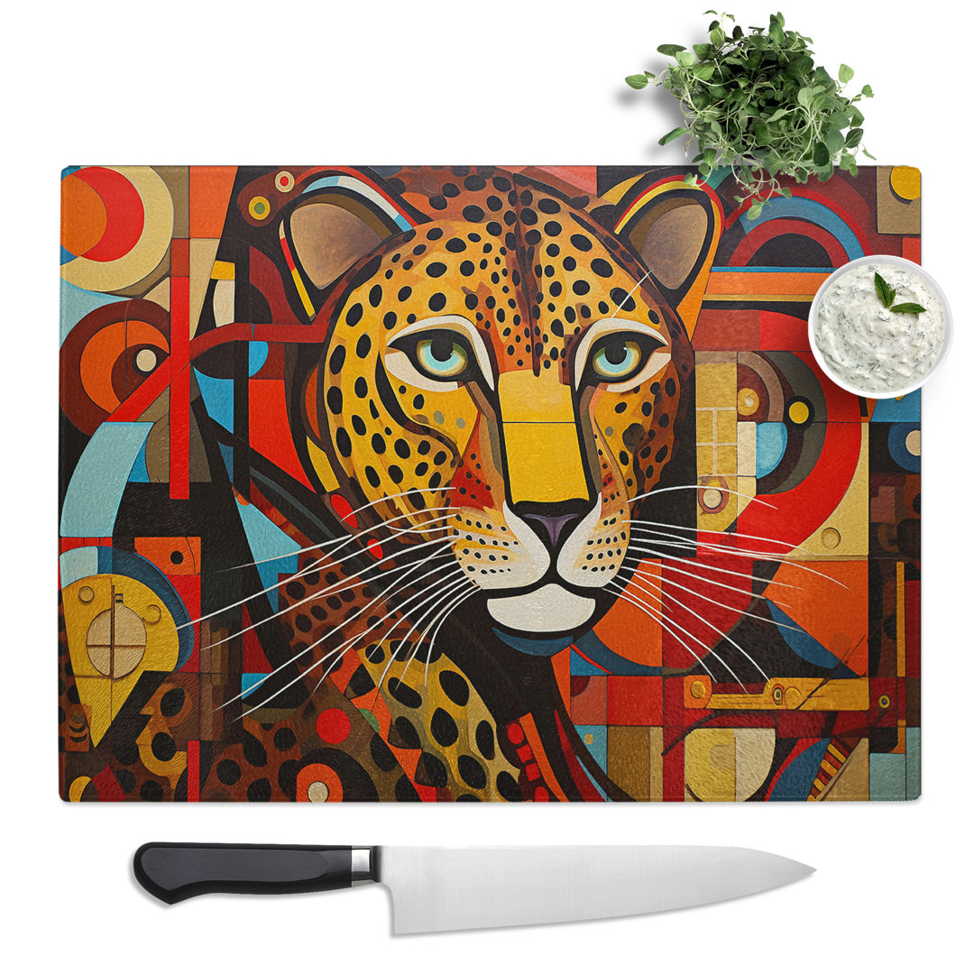Leopard Constructivism No.5  Glass Chopping Board