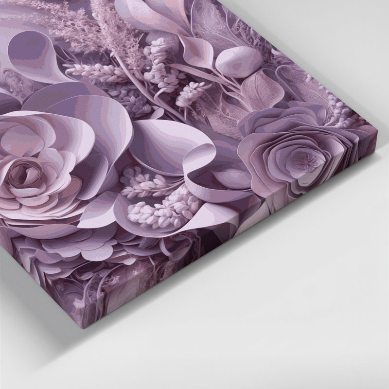 «Abstract Florals 90», art mural sur toile mauve, H 16 po x l 16 po