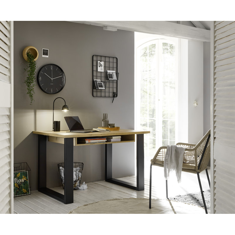 Jackeline 2 Piece Desk Office Set, Natural/Anthracite