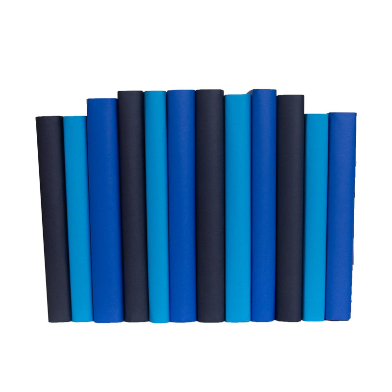 Livres décoratifs - Ensemble de livres sur papier enveloppé denim - 1 pied de livres bleus