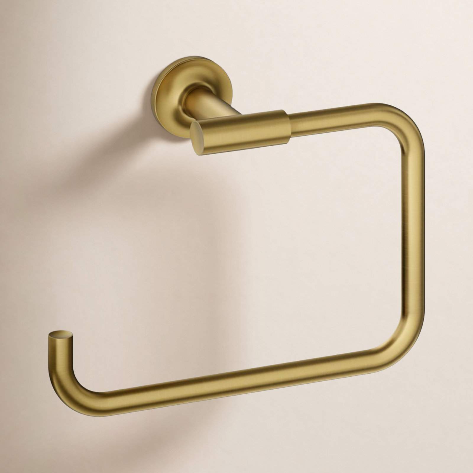 Purist Wall-Mounted Towel Ring, Vibrant Brushed Moderne Brass