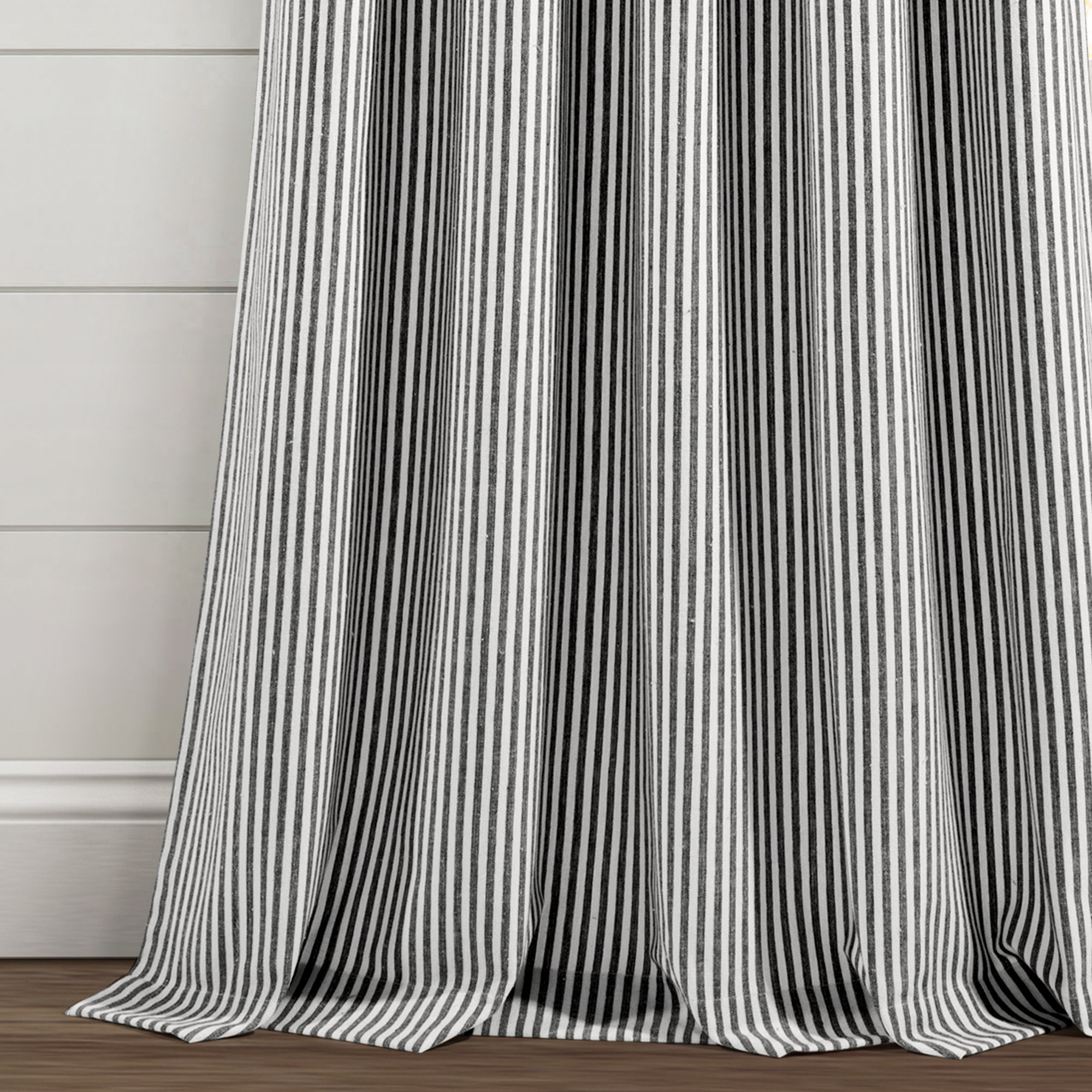 Bruno Semi Sheer Cotton Blend Curtain, Black, 40" W x 95" L