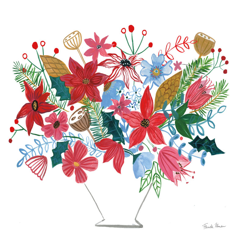Bouquet des Fêtes I, H 20 po x l 20 po, Cadre doré simple, Oui