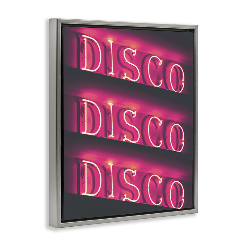 «Pink Disco Neon» par Daphne Polselli, Cadre flottant gris lustré, H 21 po x l 17 po