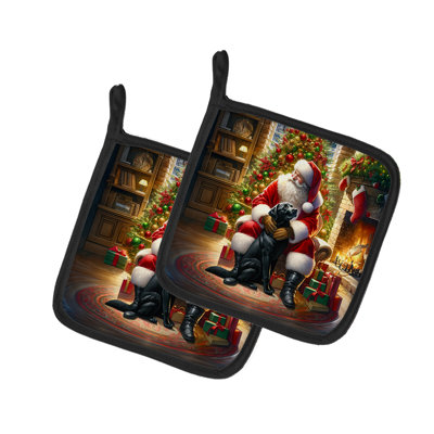 Caroline's Treasures Moments With Santa Polyester Potholder Set