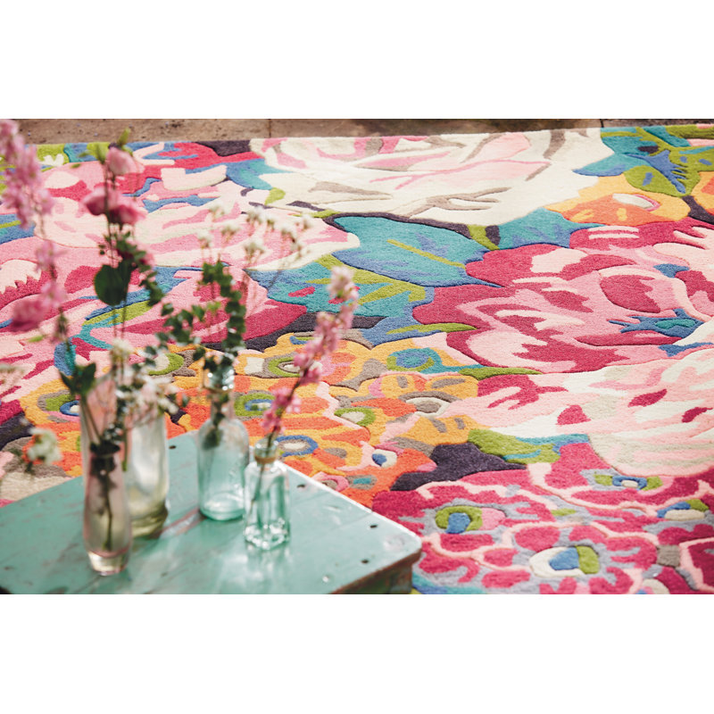 Hand Tufted Wool Floral Area Rug, Rectangle 6'7" x 9'2"