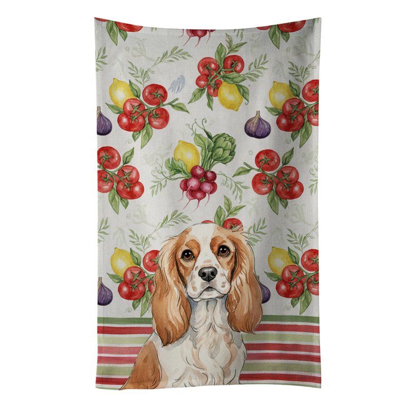 Blenheim Cavalier Spaniel Vegetables Kitchen Towel, Blenheim Cavalier Spaniel