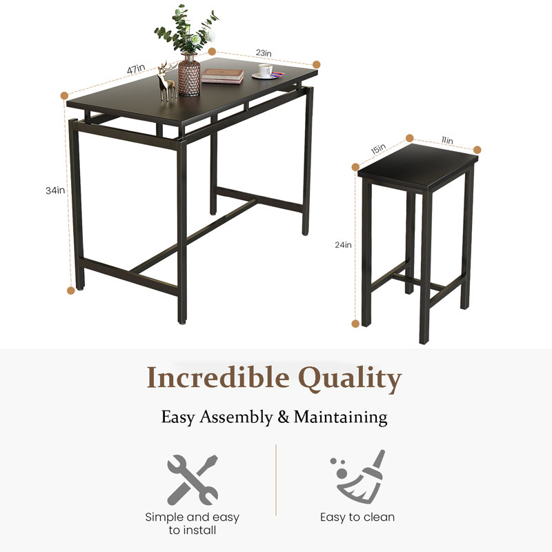 Bremer 4 - Person Four Leg Dining Set, Black, Dazzling Black