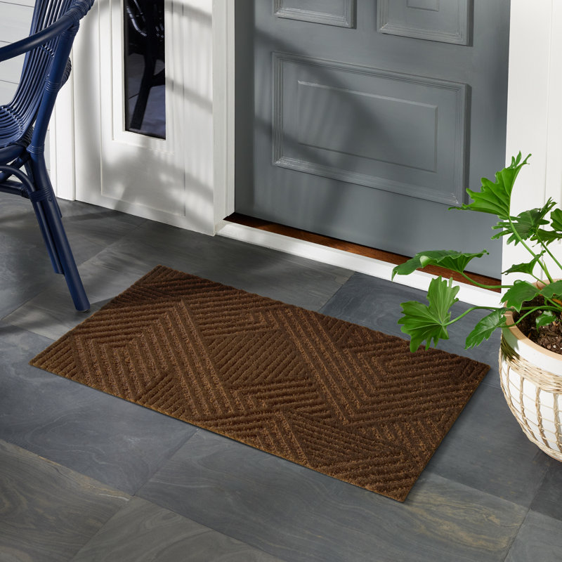 Tapis de porte à chevrons géométriques tout temps Town & Country Living, Brown