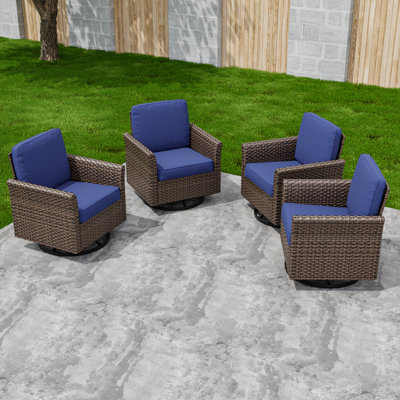 4 chaises de patio pivotantes et pivotantes avec coussins en oléfine