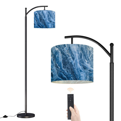 Arc Floor Lamp blue decorative marble ice Floor Lamps with Remote LED Lights Adjustable Lamp Shades Tall Standing Lamps for Reading Office Living Room